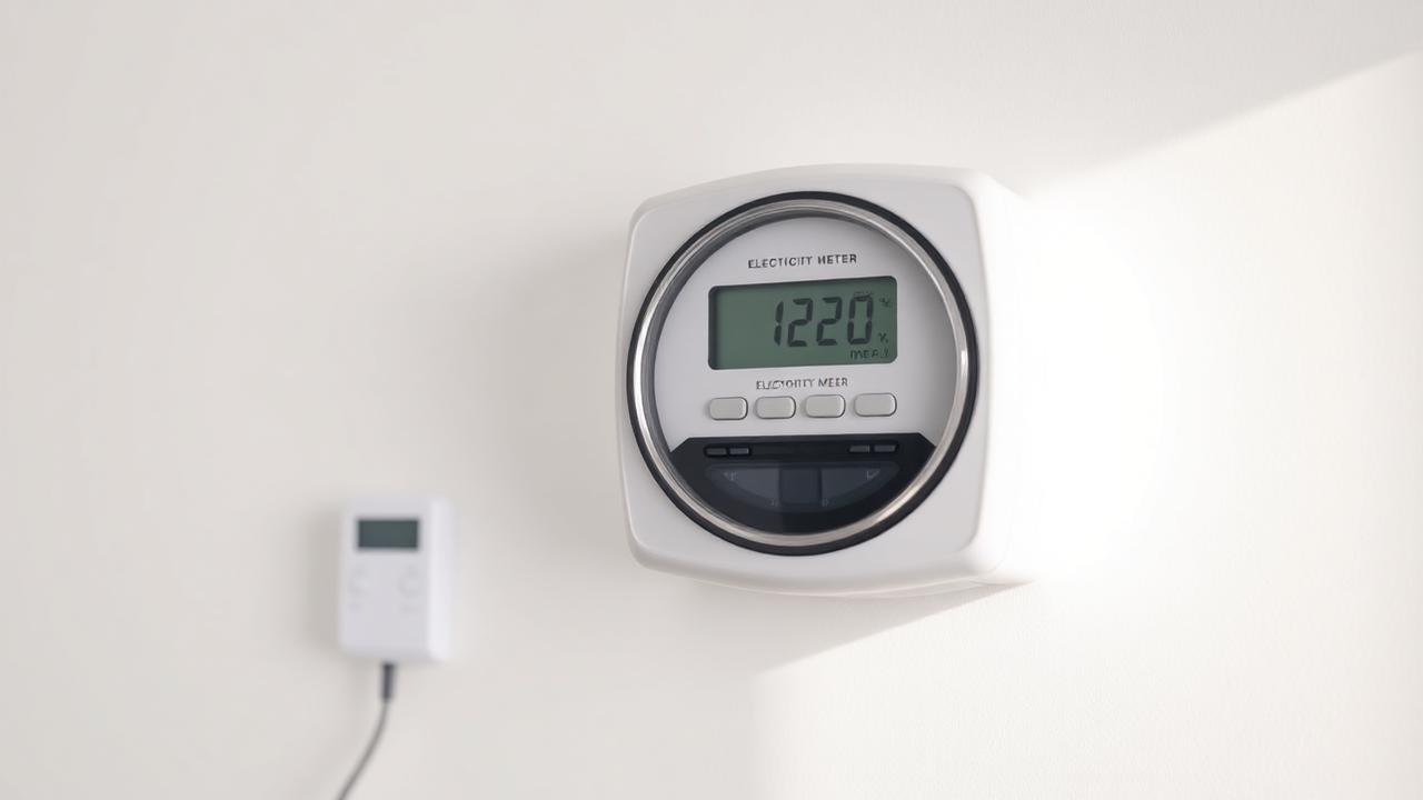 Električno brojilo na zidu pored daljinskog upravljača klima uređaja